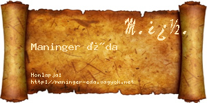 Maninger Éda névjegykártya